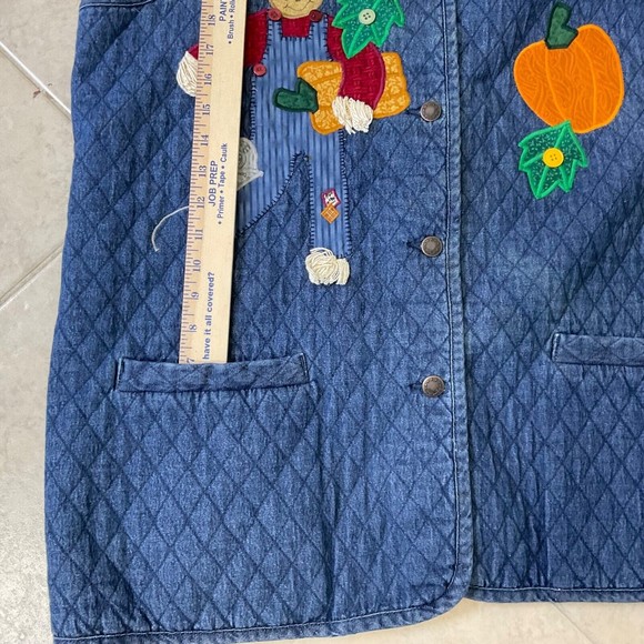Vintage 80s 90s Haiks Quilted Denim Button Up Vest plus size 2X Autumn AJMC pin - Picture 10 of 13